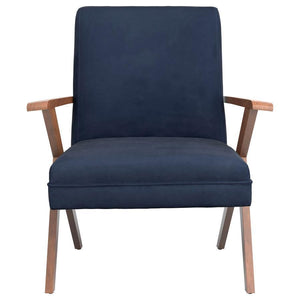 CoasterEssence - Cheryl - Wooden Arms Accent Chair - Dark Blue And Walnut - 5th Avenue Furniture