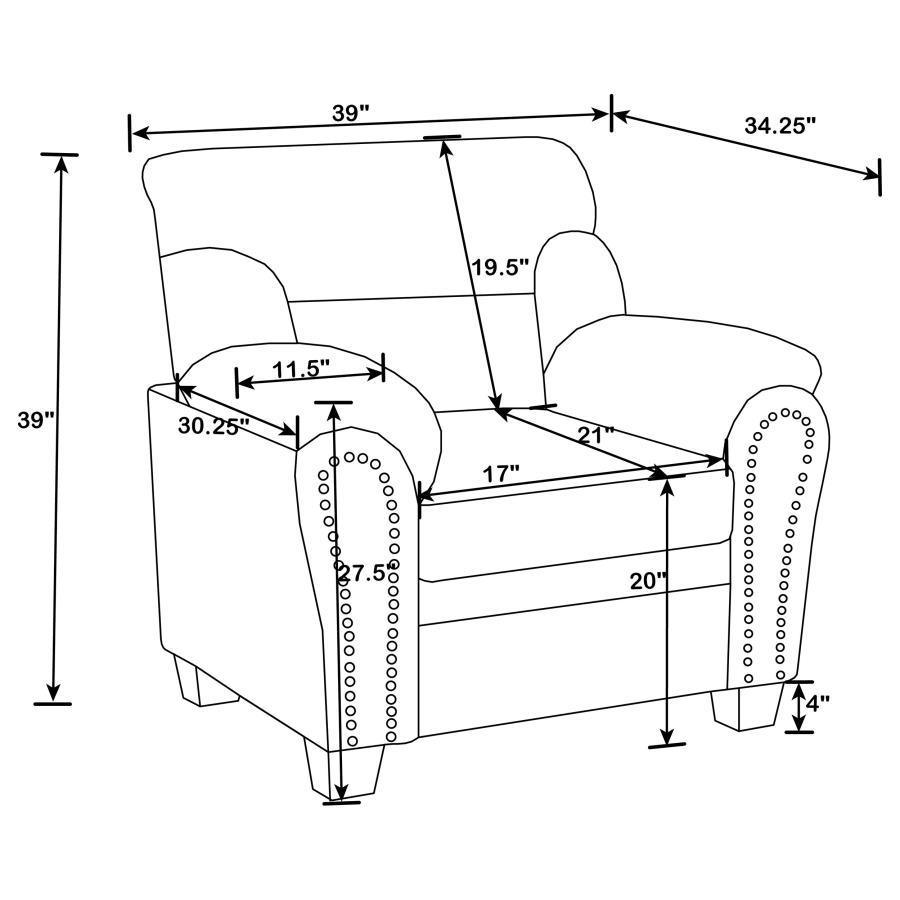 CoasterEveryday - Clemintine - Upholstered Chair with Nailhead Trim - 5th Avenue Furniture