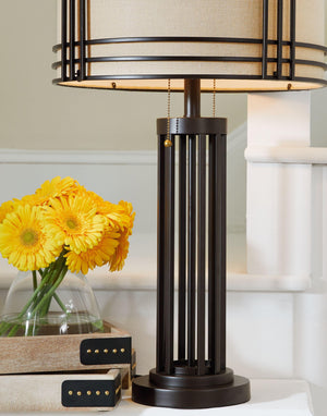 Ashley Furniture - Hanswell - Dark Brown - Metal Table Lamp - 5th Avenue Furniture