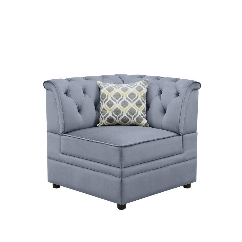 ACME - Bois II - Wedge - Gray Velvet - 5th Avenue Furniture