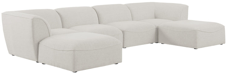 Meridian Furniture - Miramar - Modular Sectional 6 Piece - Cream - Modern & Contemporary - 5th Avenue Furniture