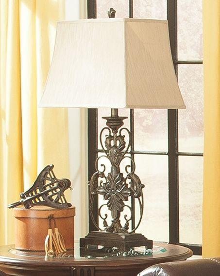 Ashley Furniture - Sallee - Gold Finish - Poly Table Lamp - 5th Avenue Furniture