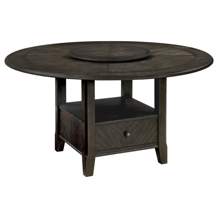 CoasterEssence - Twyla - Round Dining Table With Removable Lazy Susan - Dark Cocoa - 5th Avenue Furniture