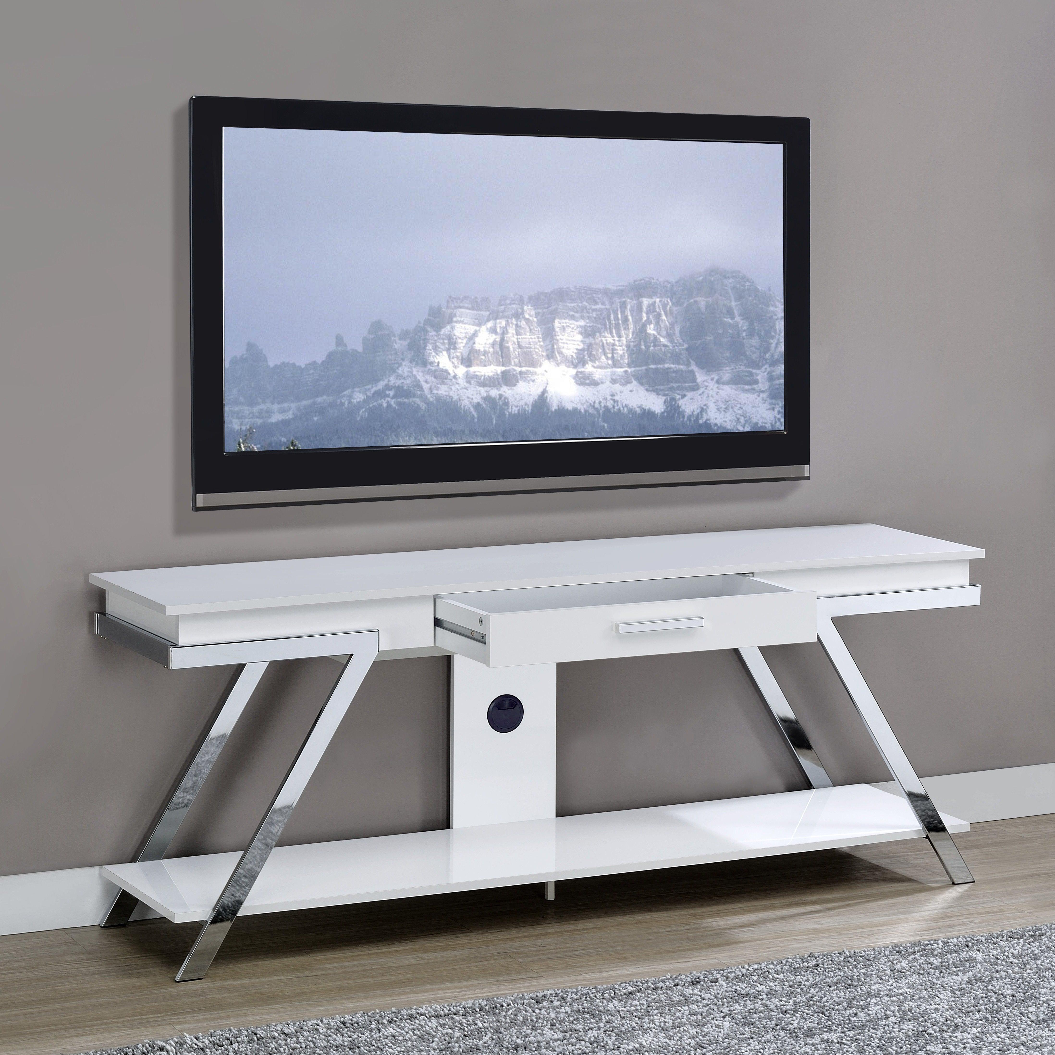 Steve Silver Furniture - Zena - TV Stand With Drawer - White - 5th Avenue Furniture