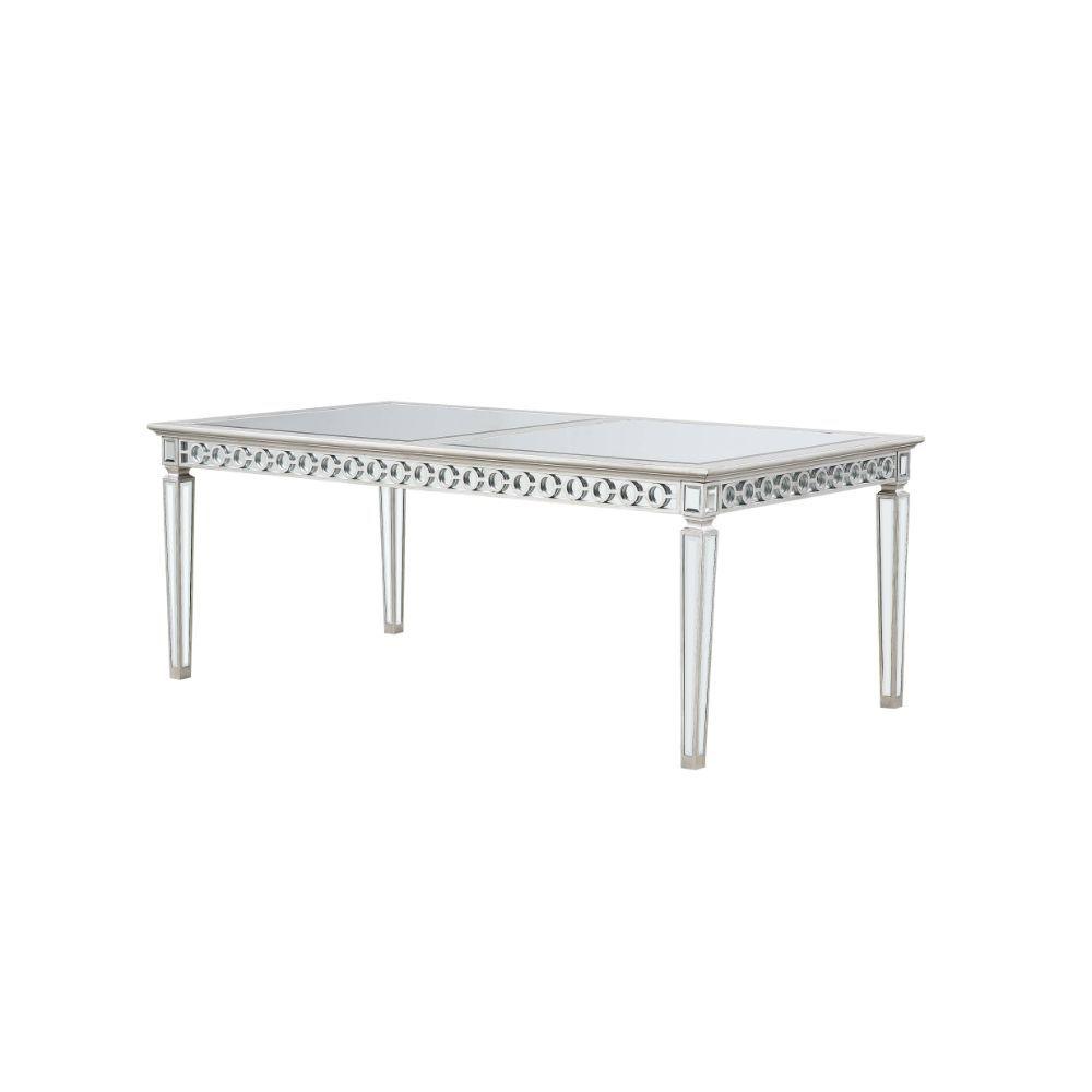 ACME - Varian - Dining Table - Mirrored & Antique Platinum - 5th Avenue Furniture