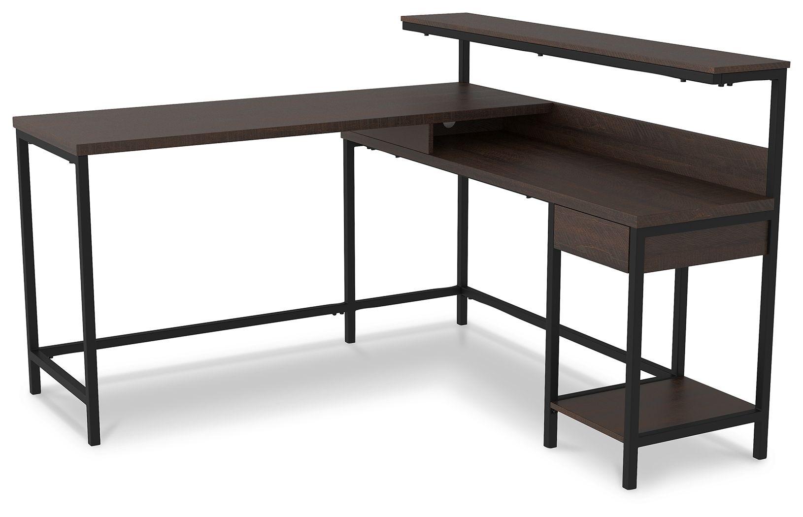 Ashley Furniture - Camiburg - Warm Brown - L-desk With Storage - 5th Avenue Furniture