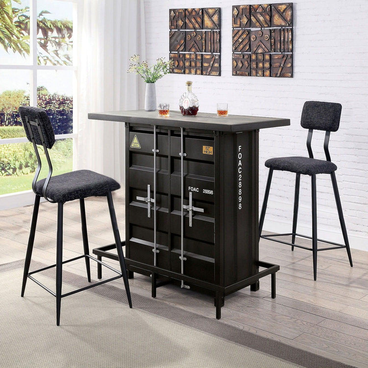 Furniture of America - Dicarda - Bar Height Table With LED Light - Black / Distressed Dark Oak - 5th Avenue Furniture