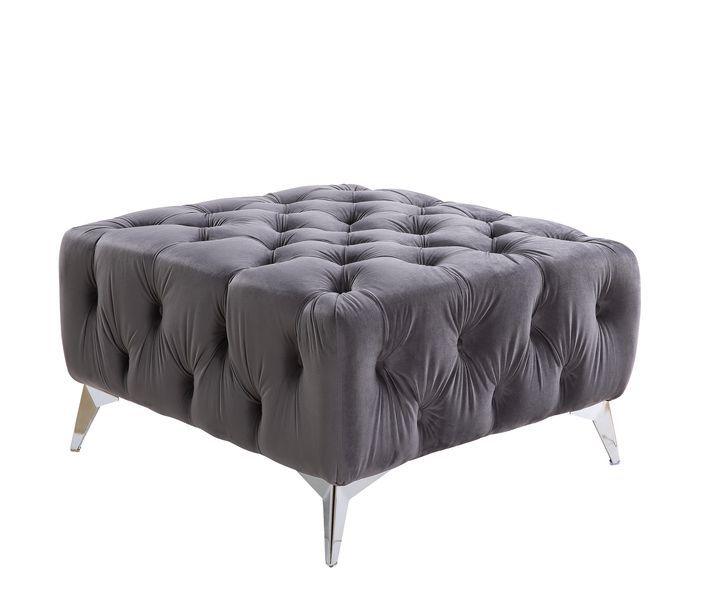 ACME - Wugtyx - Ottoman - Dark Gray Velvet - 18" - 5th Avenue Furniture
