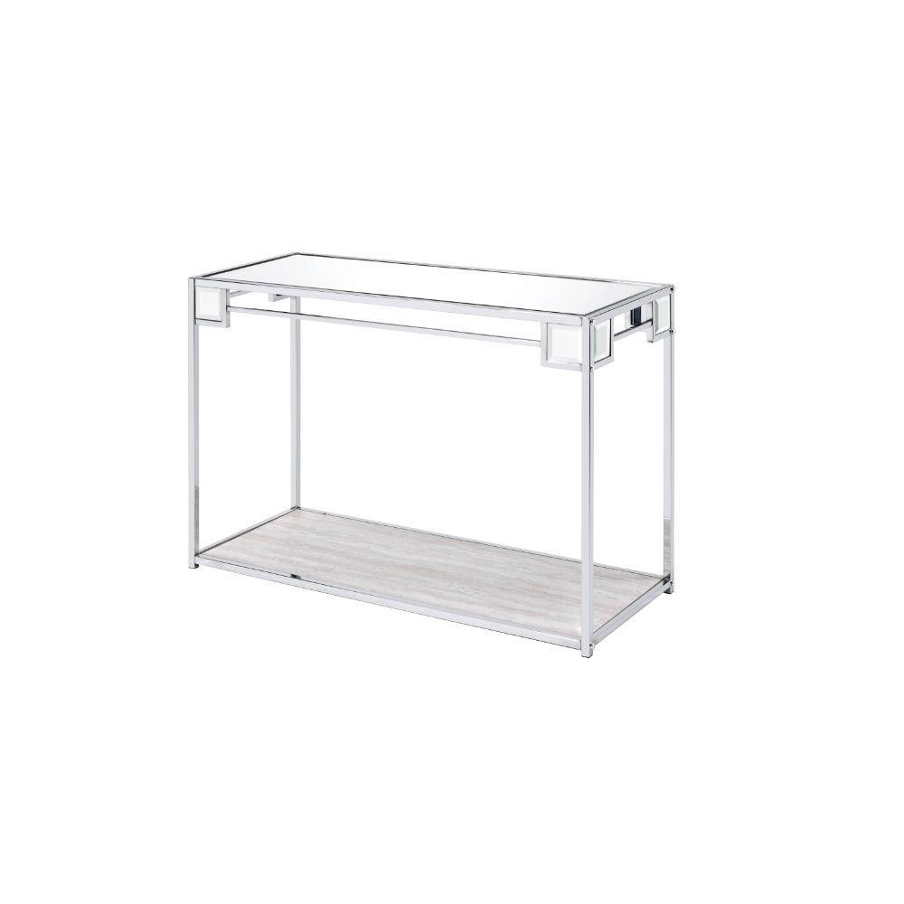 ACME - Asbury - Accent Table - Mirrored, Chrome - 5th Avenue Furniture