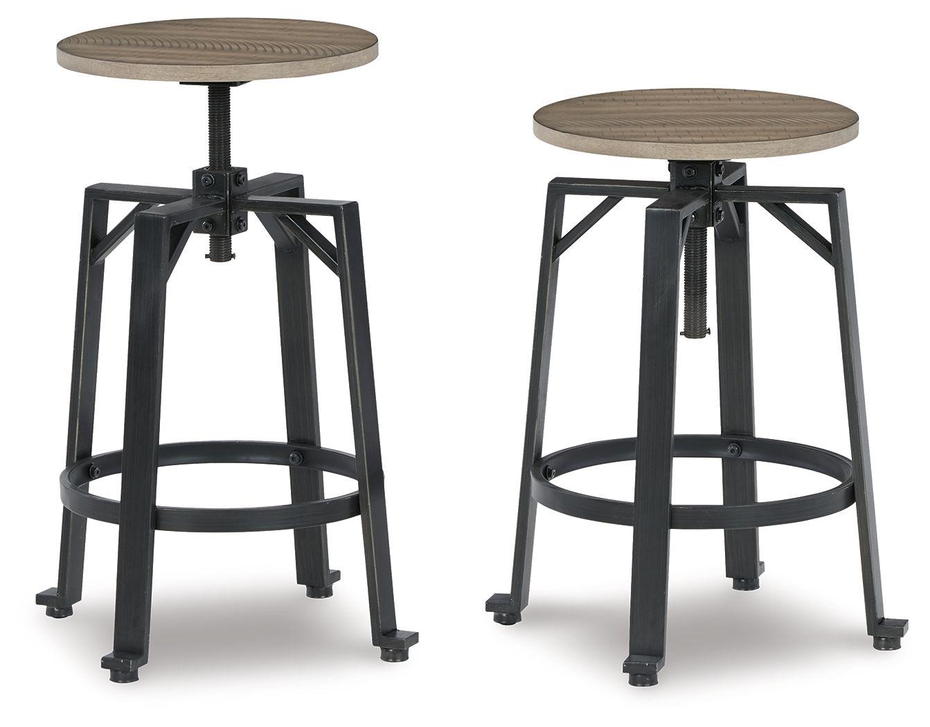 Signature Design by Ashley® - Lesterton - Light Brown / Black - Swivel Stool (Set of 2) - 5th Avenue Furniture