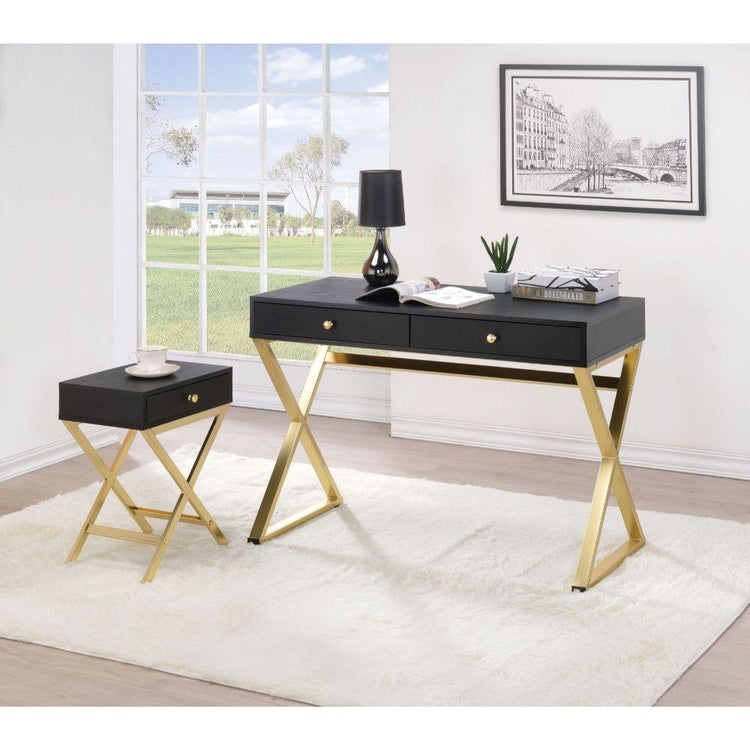 ACME - Coleen - Desk - Black & Brass - 5th Avenue Furniture