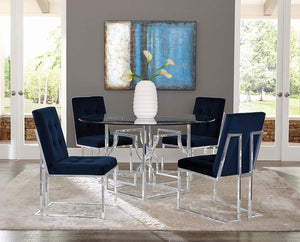 CoasterElevations - Cisco - Upholstered Dining Chairs (Set of 2) - Ink Blue And Chrome - 5th Avenue Furniture