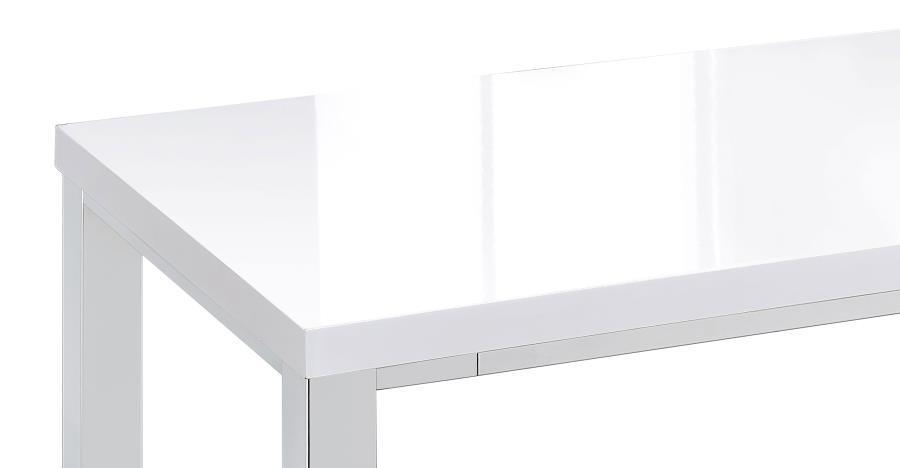 CoasterEveryday - Natividad - 5 Piece Bar Set - White High Gloss And Chrome - 5th Avenue Furniture