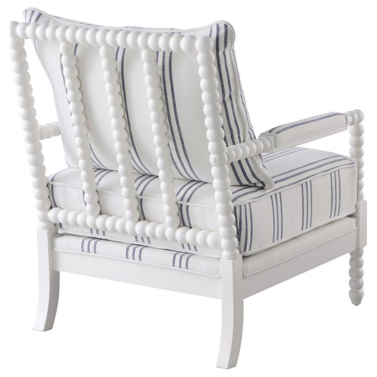 CoasterElevations - Blanchett - Upholstered Accent Chair With Spindle Accent - White And Navy - 5th Avenue Furniture