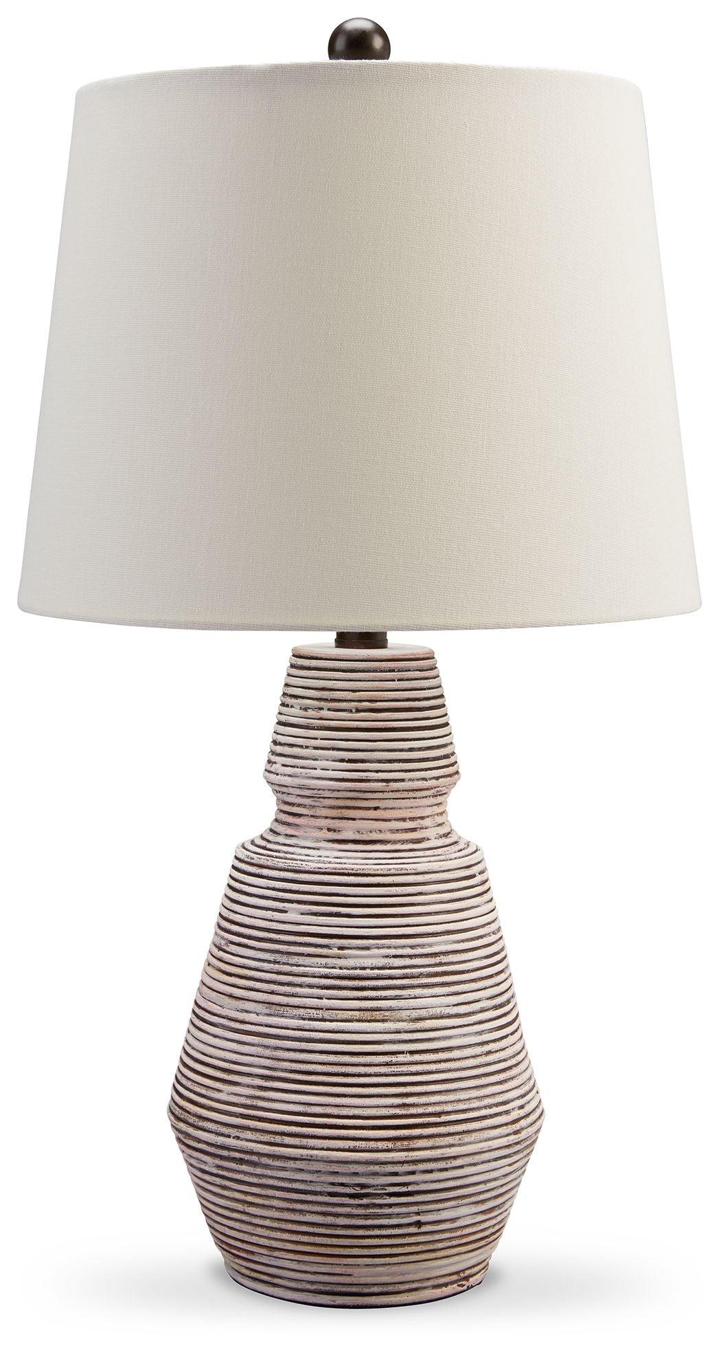 Signature Design by Ashley® - Jairburns - Brick Red / White - Poly Table Lamp (Set of 2) - 5th Avenue Furniture