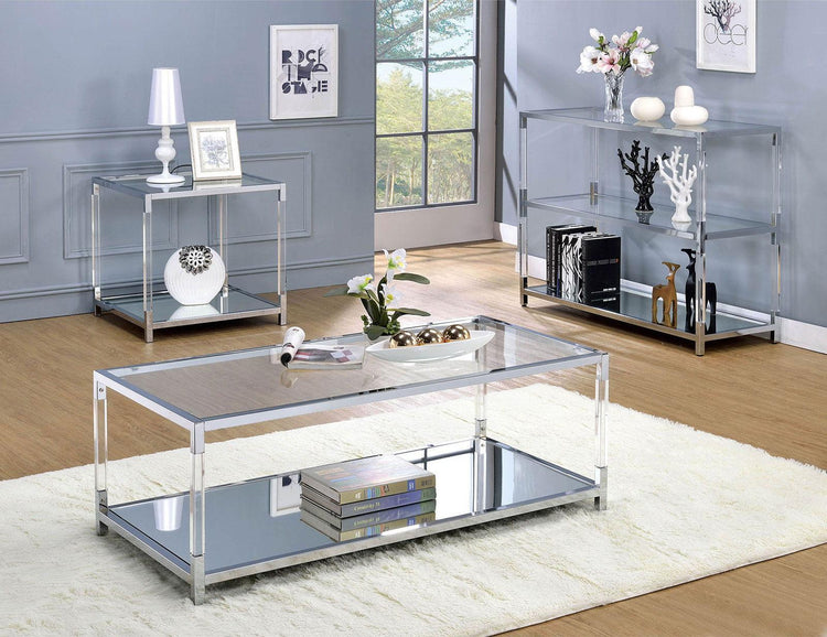 Furniture of America - Ludvig - End Table - Chrome / Clear - 5th Avenue Furniture