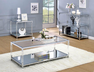 Furniture of America - Ludvig - Coffee Table - Chrome / Clear - 5th Avenue Furniture