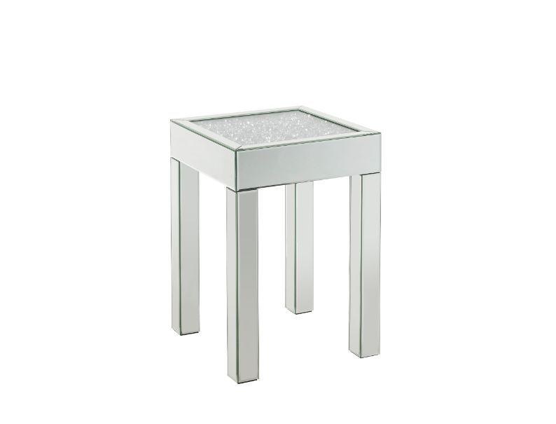 ACME - Noralie - End Table With Glass Top - Pearl Silver - Wood - 24" - 5th Avenue Furniture
