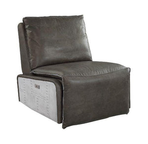 ACME - Metier - Recliner - Gray Top Grain Leather & Aluminum - 5th Avenue Furniture