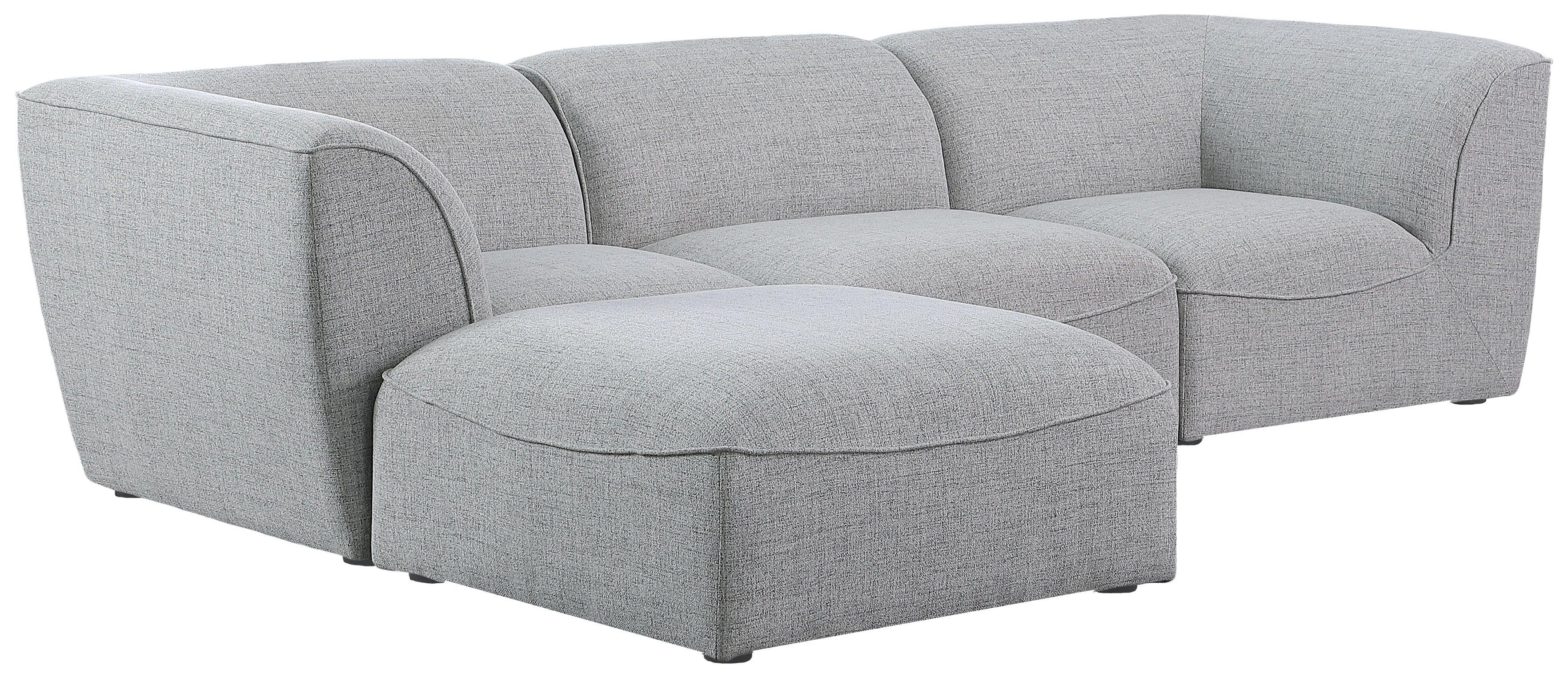 Meridian Furniture - Miramar - Modular Sectional 4 Piece - Gray - Fabric - 5th Avenue Furniture