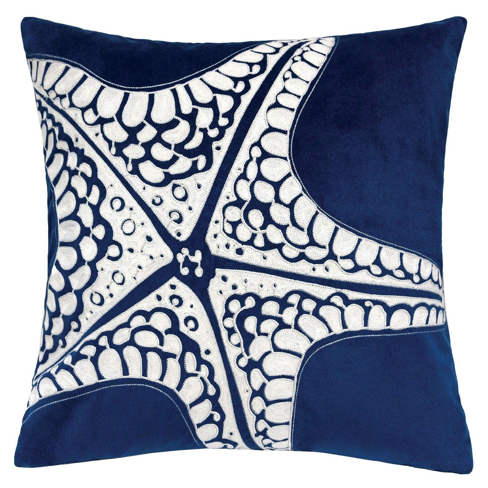 Furniture of America - Jude - Pillow (Set of 2) - White / Blue - 5th Avenue Furniture