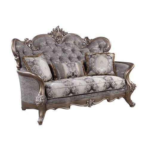 ACME - Elozzol - Sofa - Fabric & Antique Bronze Finish - 5th Avenue Furniture