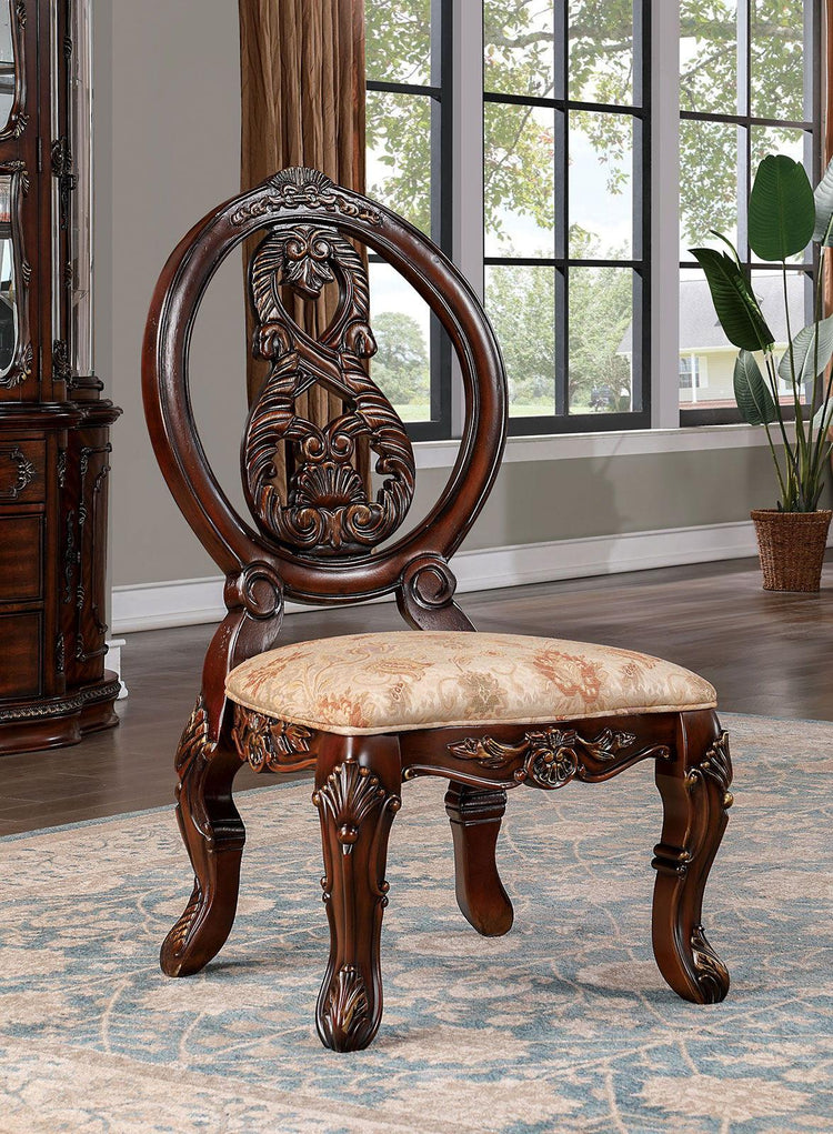 Furniture of America - Normandy - Side Chair (Set of 2) - Brown Cherry / Tan - 5th Avenue Furniture
