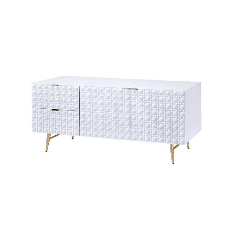 ACME - Maisey II - TV Stand - White & Gold - 5th Avenue Furniture