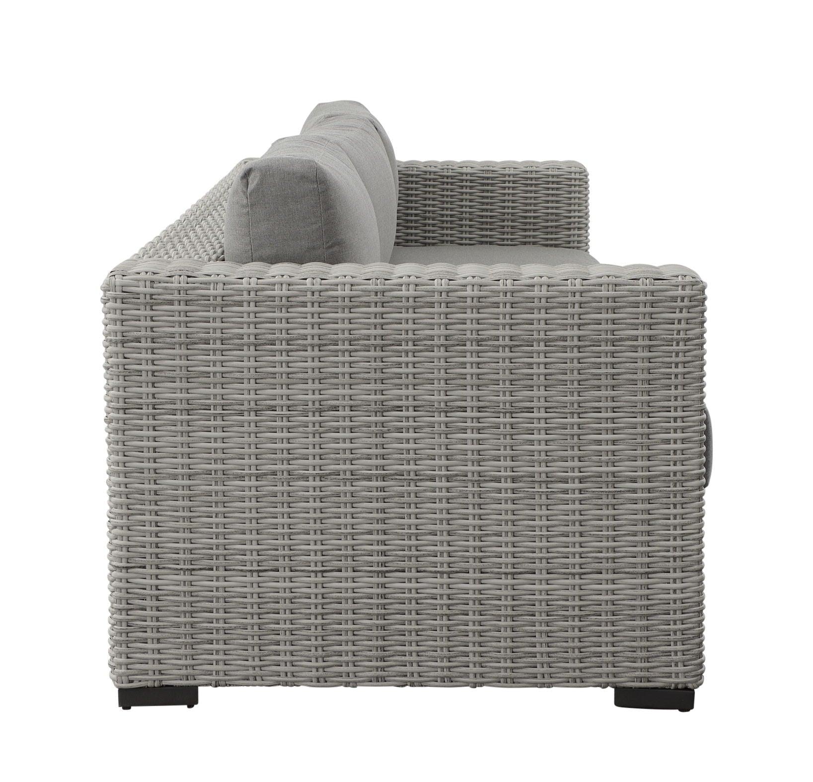 Steve Silver Furniture - Blakley - Outdoor Sofa With Half Round Wicker - Gray - 5th Avenue Furniture