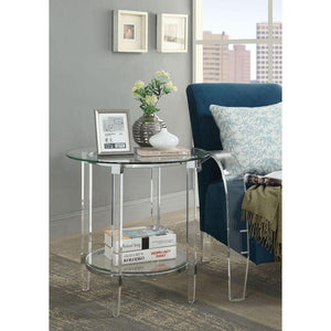 ACME - Polyanthus - End Table - Clear Acrylic, Chrome & Clear Glass - 5th Avenue Furniture