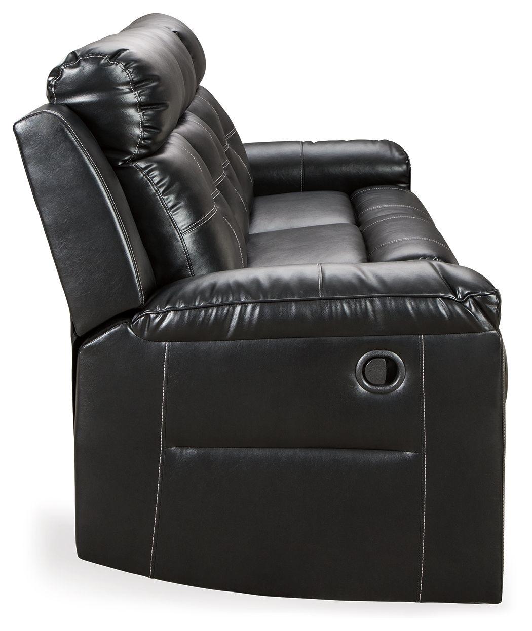 Ashley Furniture - Kempten - Black - Reclining Sofa - 5th Avenue Furniture