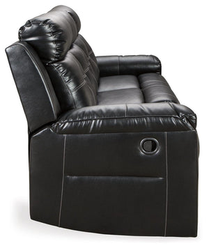 Ashley Furniture - Kempten - Black - Reclining Sofa - 5th Avenue Furniture