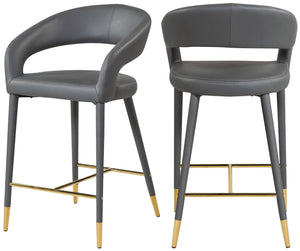 Meridian Furniture - Destiny - Stool - Gray - Faux Leather - 5th Avenue Furniture