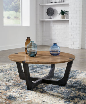 Hanneforth - Brown - Round Cocktail Table - 5th Avenue Furniture