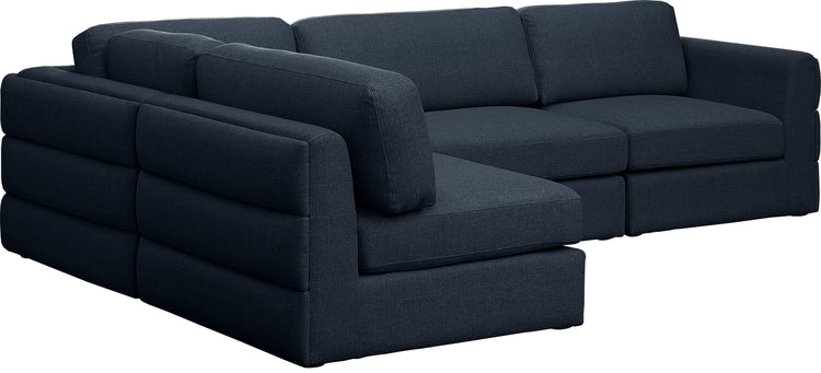 Meridian Furniture - Beckham - Modular Sectional 4 Piece - Navy - Fabric - 5th Avenue Furniture