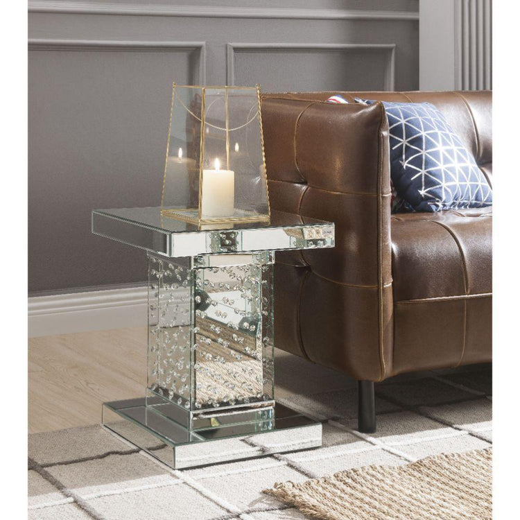 ACME - Nysa - End Table - Mirrored & Faux Crystals - 20" - 5th Avenue Furniture