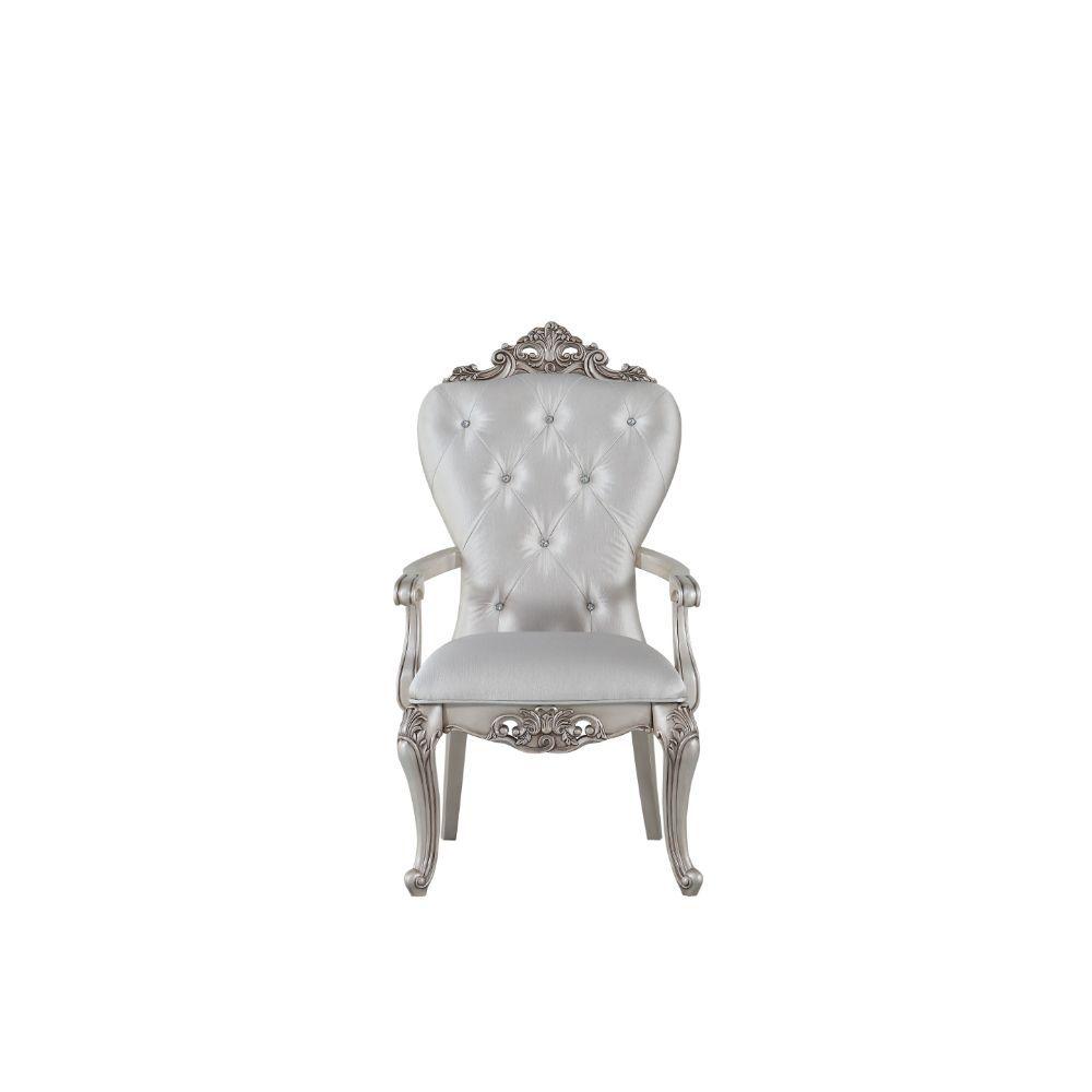 ACME - Gorsedd - Chair (Set of 2) - Cream Fabric & Antique White - 5th Avenue Furniture