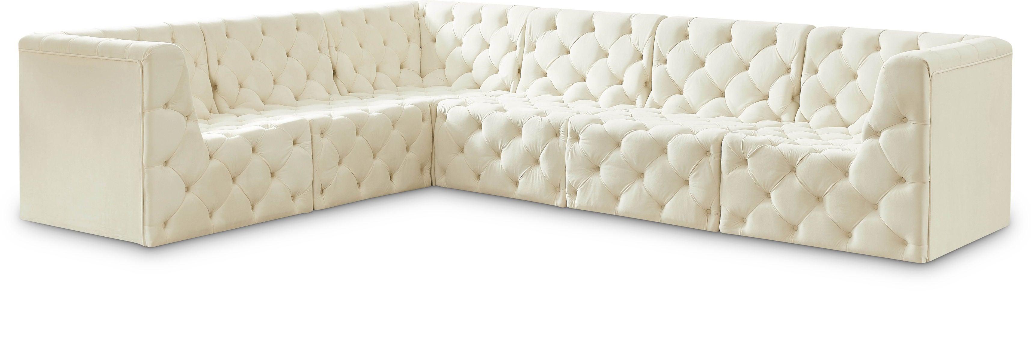 Meridian Furniture - Tuft - Modular Sectional 6 Piece - Cream - Fabric - 5th Avenue Furniture