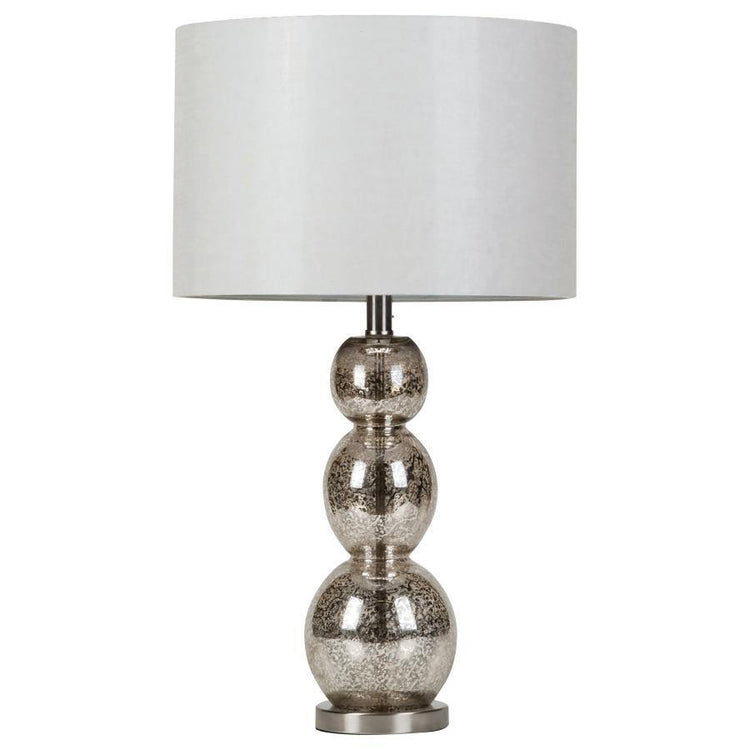 CoasterEssence - Mineta - Drum Shade Table Lamp - White And Antique Silver - 5th Avenue Furniture