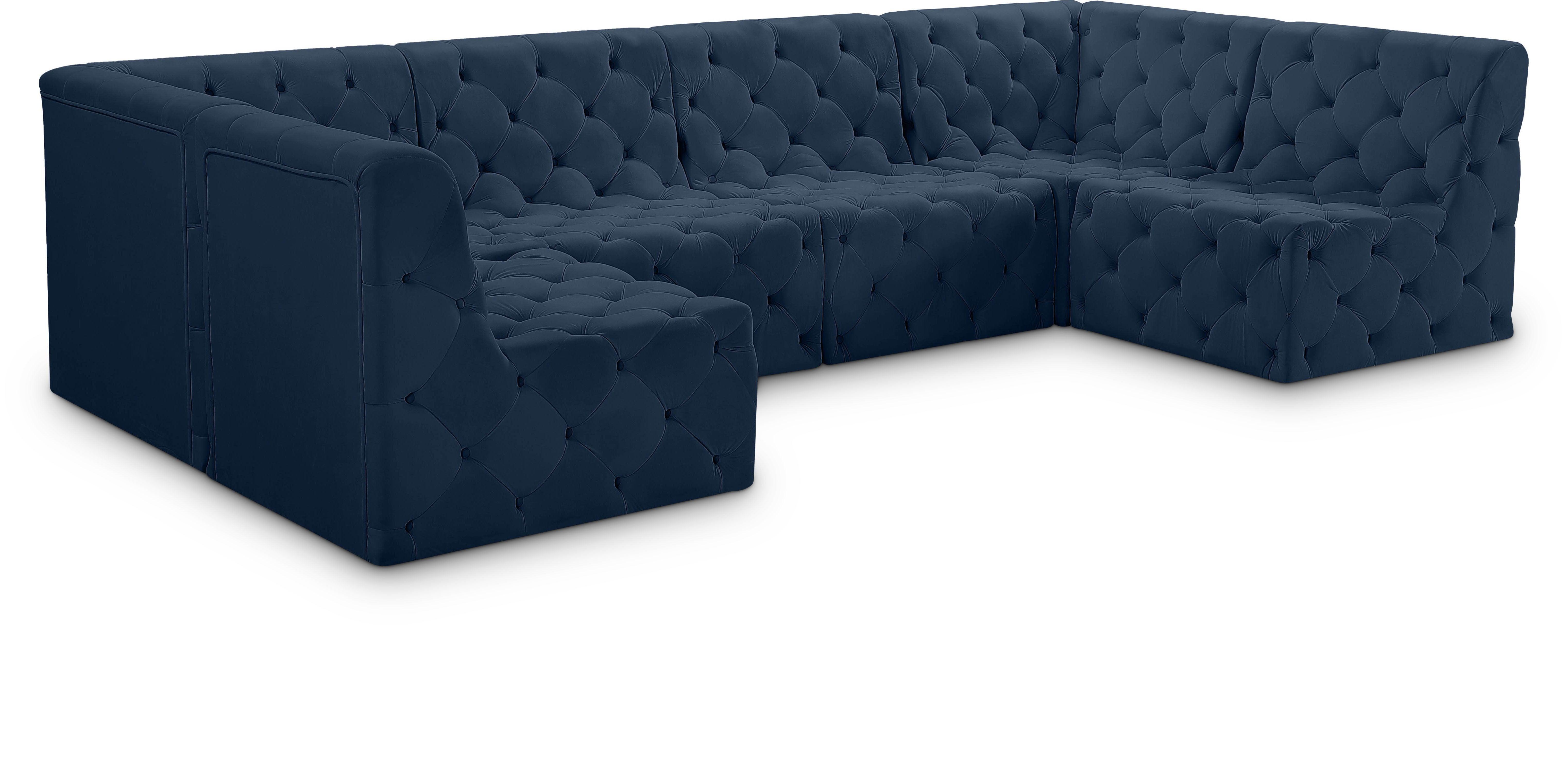 Meridian Furniture - Tuft - Modular Sectional 6 Piece - Navy - Modern & Contemporary - 5th Avenue Furniture