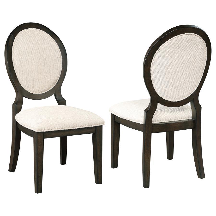 CoasterEssence - Twyla - Upholstered Oval Back Dining Side Chairs (Set of 2) - Cream And Dark Cocoa - 5th Avenue Furniture