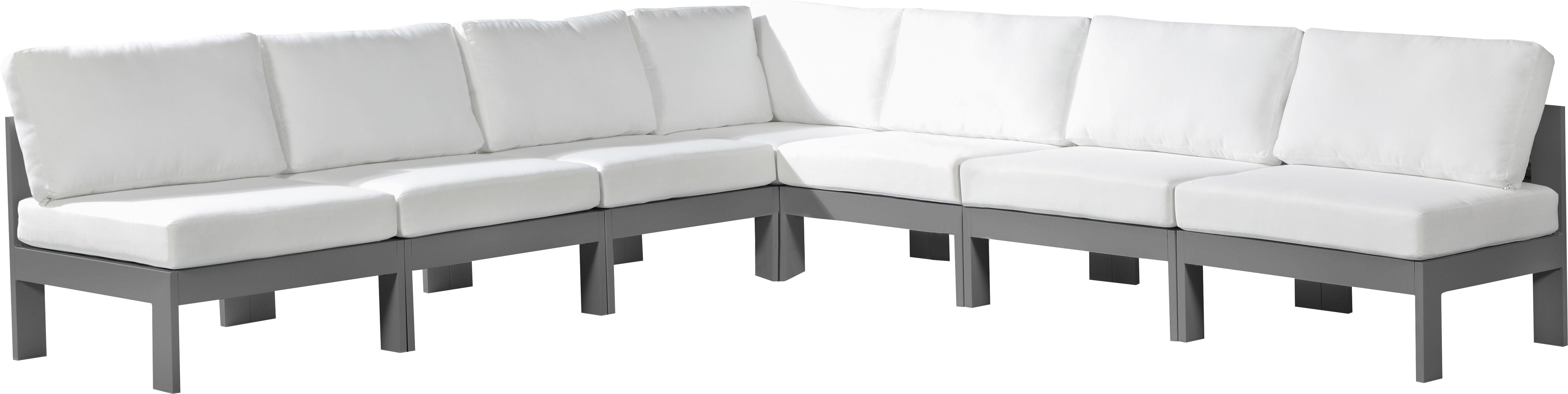 Meridian Furniture - Nizuc - Outdoor Patio Modular Sectional 7 Piece - White - Fabric - Modern & Contemporary - 5th Avenue Furniture