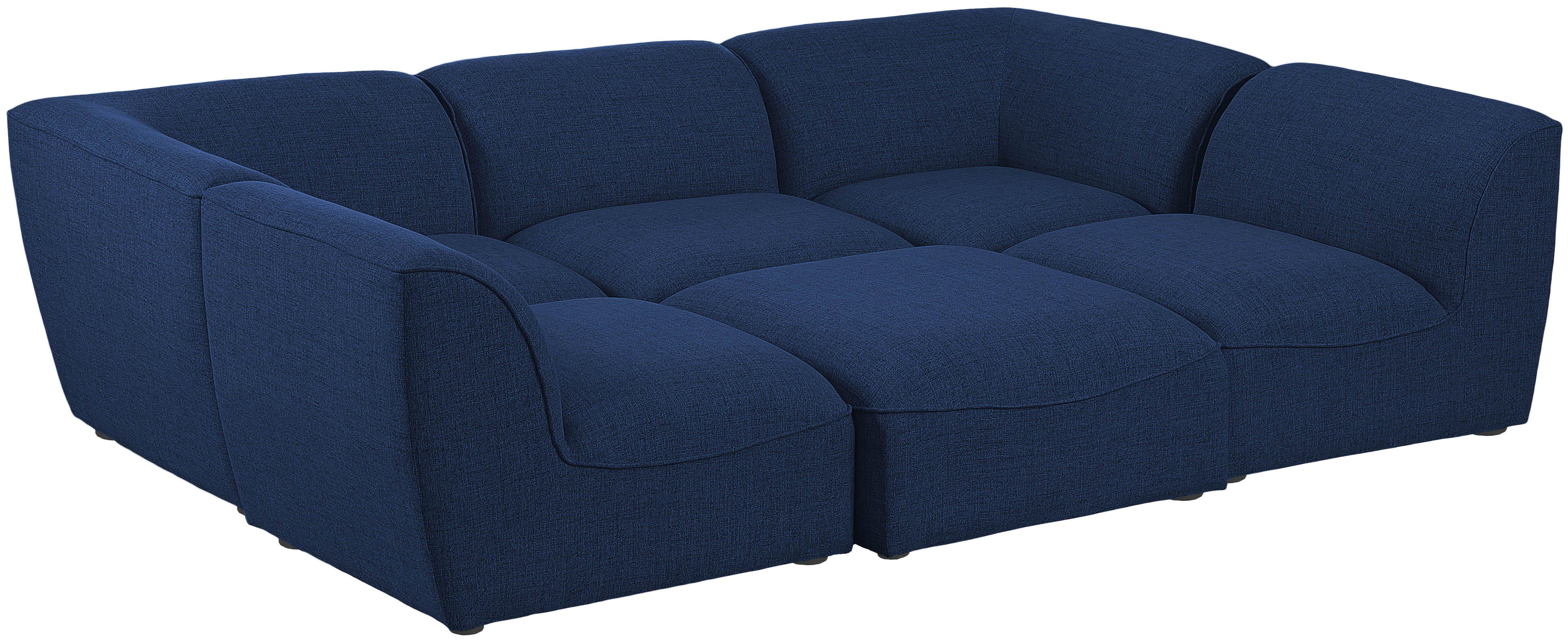 Meridian Furniture - Miramar - Modular Sectional 6 Piece - Navy - Modern & Contemporary - 5th Avenue Furniture