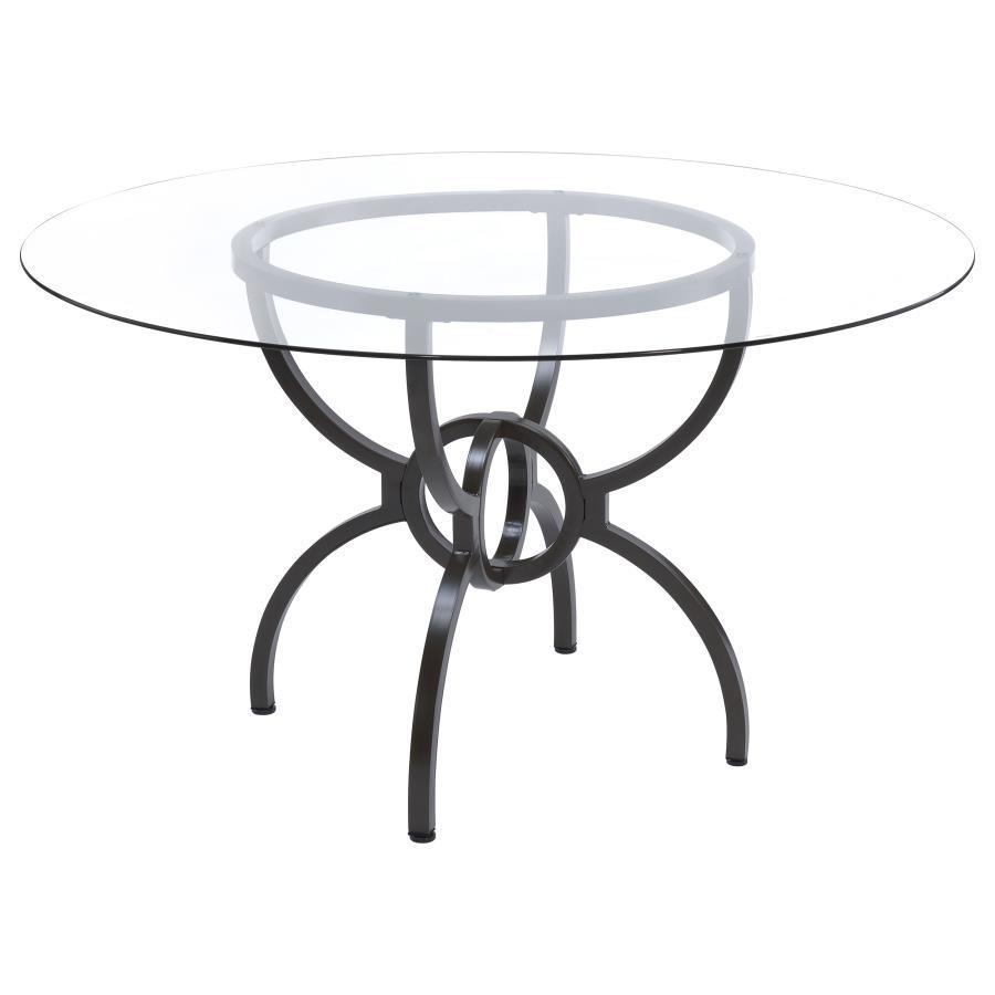 Coaster Fine Furniture - Aviano - Round 5 Piece Dining Set - Gunmetal And Brown - 5th Avenue Furniture