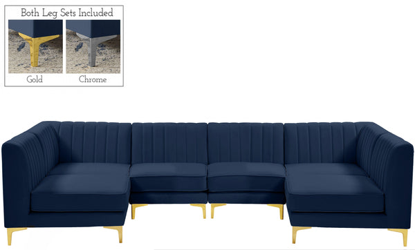 Meridian Furniture - Alina - Modular Sectional 6 Piece - Navy - Fabric - 5th Avenue Furniture
