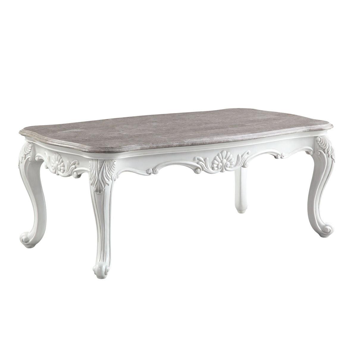 ACME - Ciddrenar - Coffee Table - Marble Top & White Finish - 5th Avenue Furniture