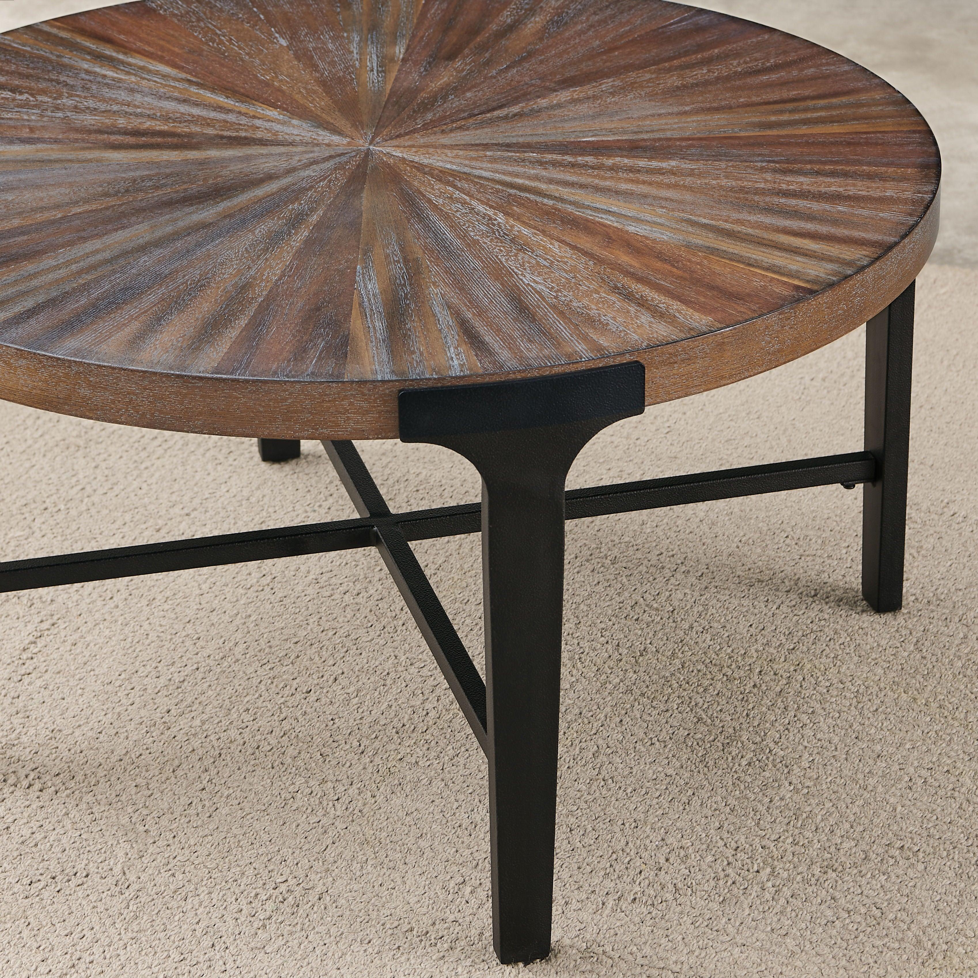 Steve Silver Furniture - Chevron - Round Cocktail Table - Brown - 5th Avenue Furniture