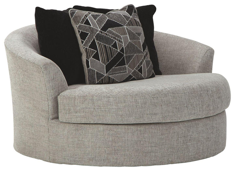 Ashley Furniture - Megginson - Storm - Oversized Round Swivel Chair - 5th Avenue Furniture