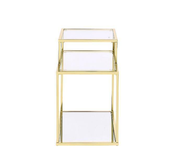 ACME - Uchenna - Accent Table - Clear Glass & Gold Finish - 23" - 5th Avenue Furniture