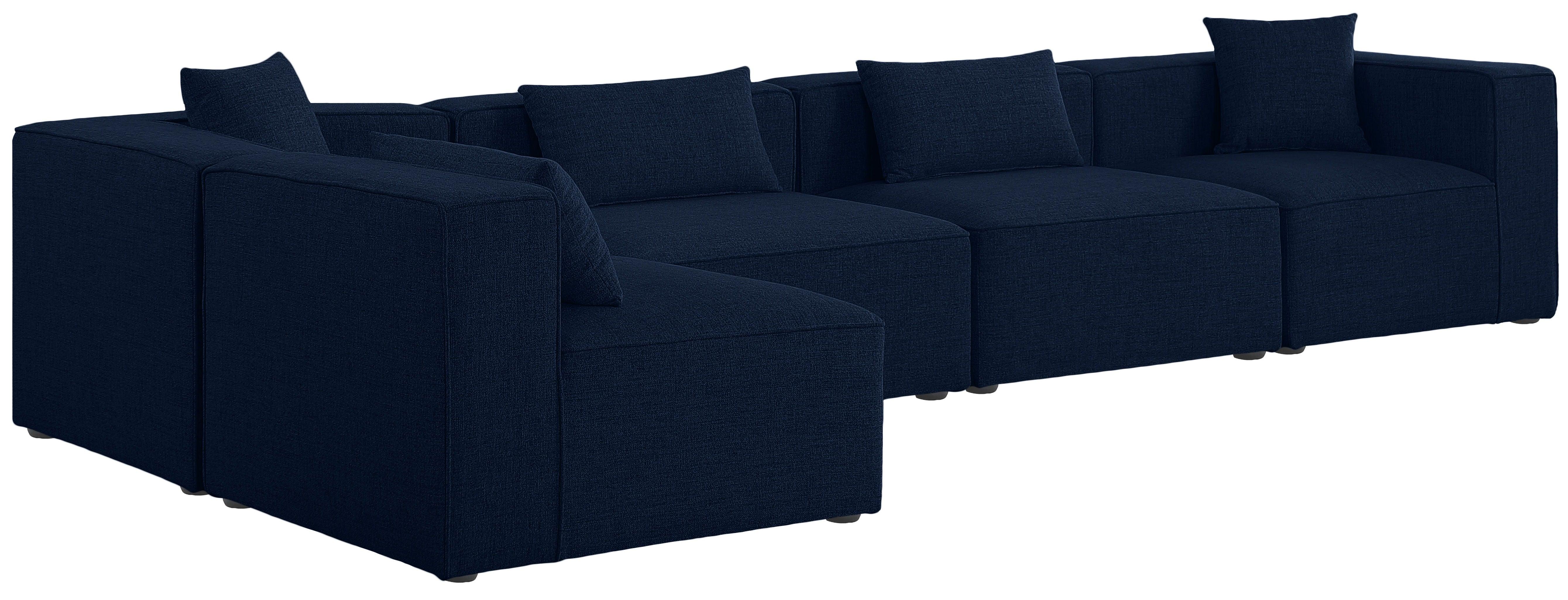 Meridian Furniture - Cube - Modular Sectional 5 Piece - Navy - Modern & Contemporary - 5th Avenue Furniture